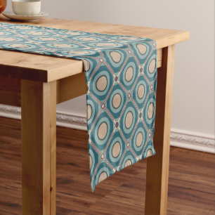 Tan on Green Short Table Runner