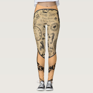 tan orange black long leggings