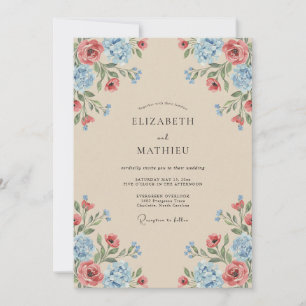 Tan Painterly Countryside Wedding Invitation