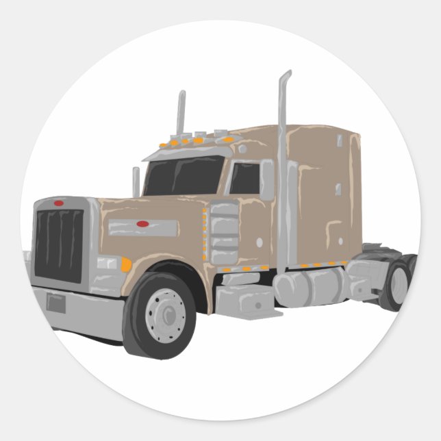 tan peter built truck classic round sticker (Front)