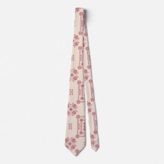 Tan & Pink Floral Tatreez Henna Thobe Dress Tie