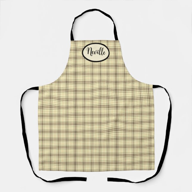 Tan Plaid Masculine Apron (Front)