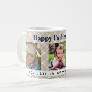 Tan Plaid Three Photos Happy Father's Day Coffee Mug