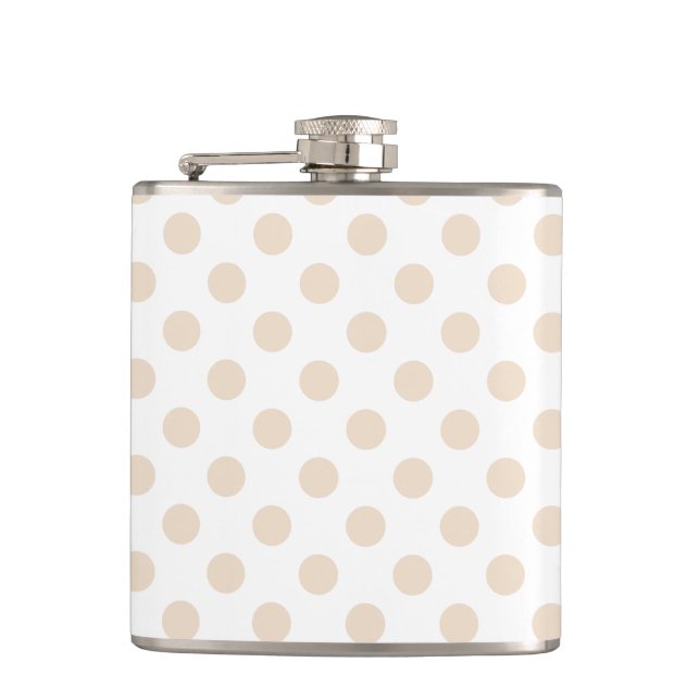 Tan polka dots hip flask (Front)