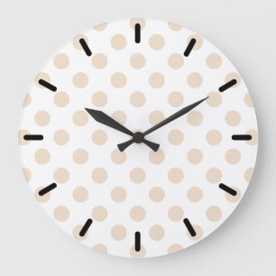 Tan polka dots large clock