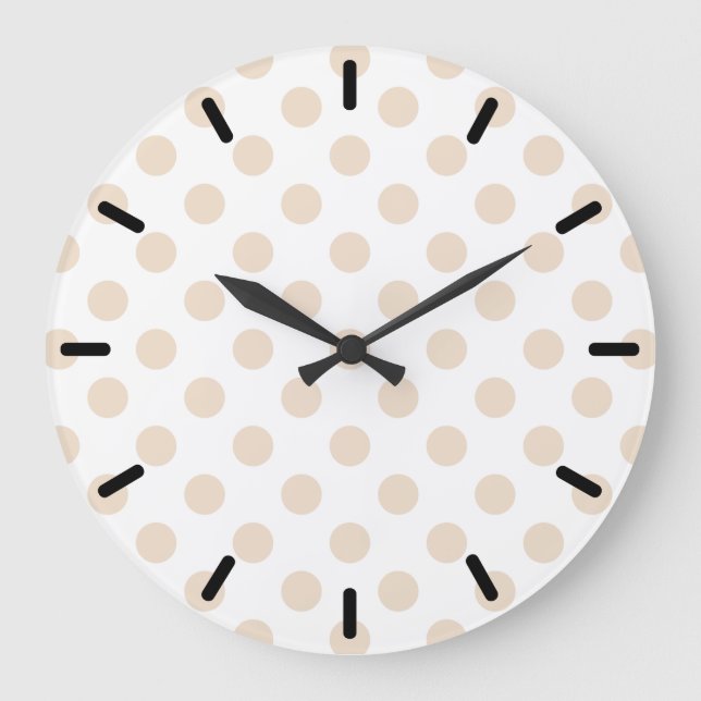 Tan polka dots large clock (Front)