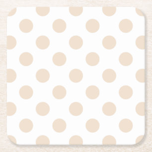 Tan polka dots square paper coaster