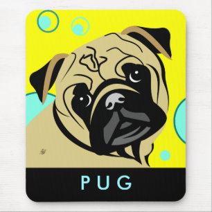 Tan Pug Dog Mouse Pad