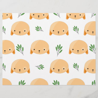 Tan Puppy Dogs with Grass Scrapbook Paper