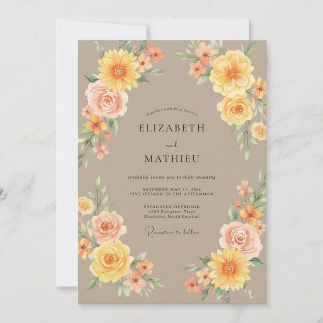 Tan Radiant Summer Wedding Invitation (Front)