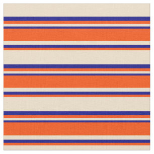 Tan, Red, and Blue Coloured Striped Pattern Fabric