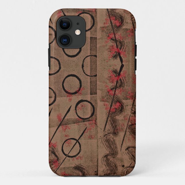 Tan Red Black Abstract Case-Mate iPhone Case (Back)