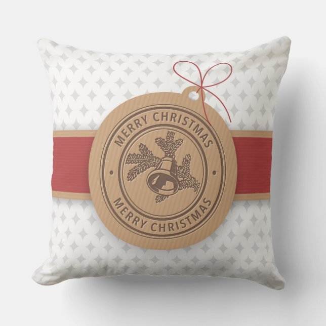 Tan & Red Christmas Ornament with Date Cushion (Front)