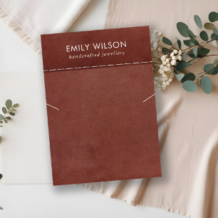 TAN RED LEATHER TEXTURE NECKLACE BRACELET DISPLAY  BUSINESS CARD