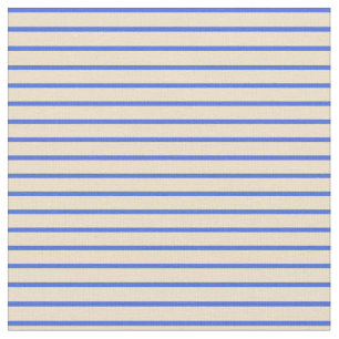 Tan & Royal Blue Coloured Lines Fabric