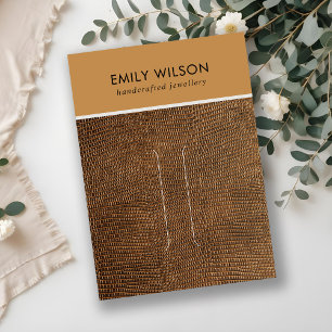 TAN RUST LEATHER TEXTURE HAIR CLIP DISPLAY CARD