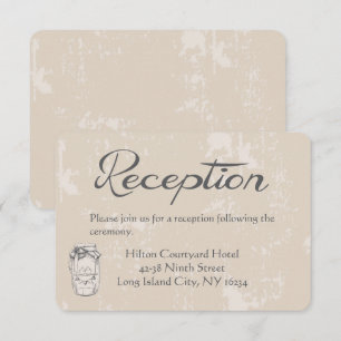 Tan Rustic Wedding Reception Mason Jar Lovebirds Invitation
