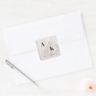 Tan Rustic Woodgrain Texture Autumn Fall Wedding Square Sticker