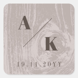 Tan Rustic Woodgrain Texture Autumn Fall Wedding Square Sticker