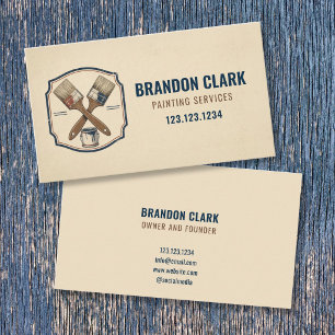 Tan Scalloped Frame Painter Emblem Painting Business Card