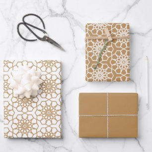 Tan Seamless Arabesque Pattern Wrapping Paper Sheet