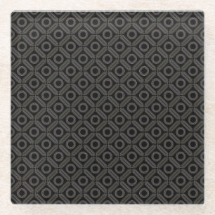 Tan Shapes on Black Glass Coaster