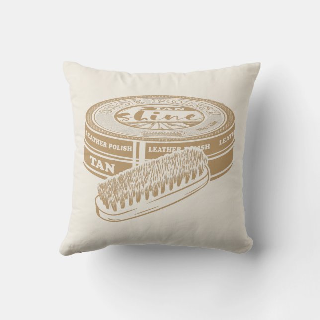 Tan shoepolish tin pop art cushion (Back)