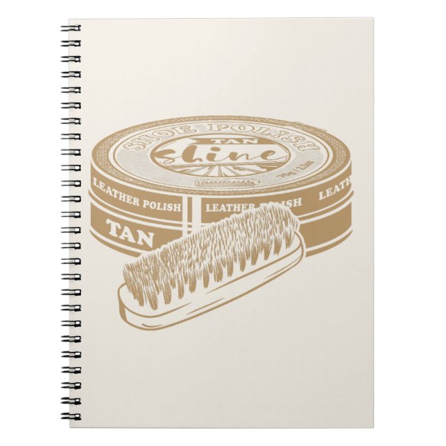 Tan shoepolish tin pop art notebook (Front)