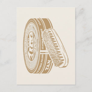 Tan shoepolish tin pop art postcard