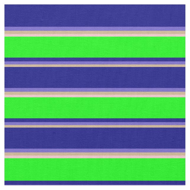Tan, Slate Blue, Blue, Lime & Pink Coloured Lines Fabric (Close Up)
