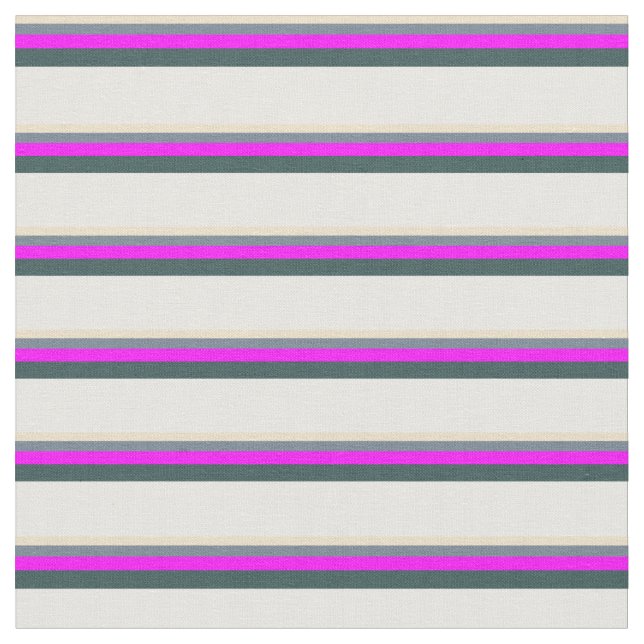 Tan, Slate Grey, Fuchsia, Dark Slate Grey & White Fabric (Close Up)