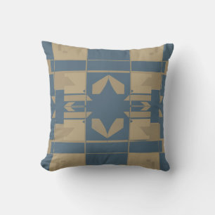Tan Slate Mediterranean Chequerboard Tile Mosaic Cushion