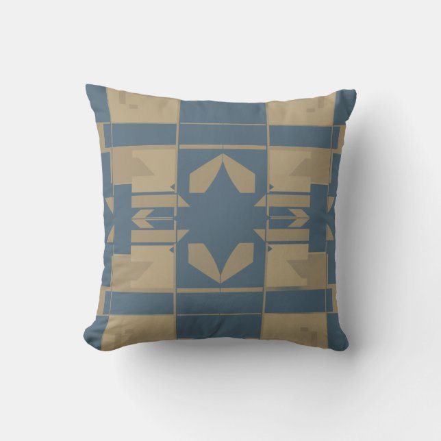 Tan Slate Mediterranean Chequerboard Tile Mosaic Cushion (Front)