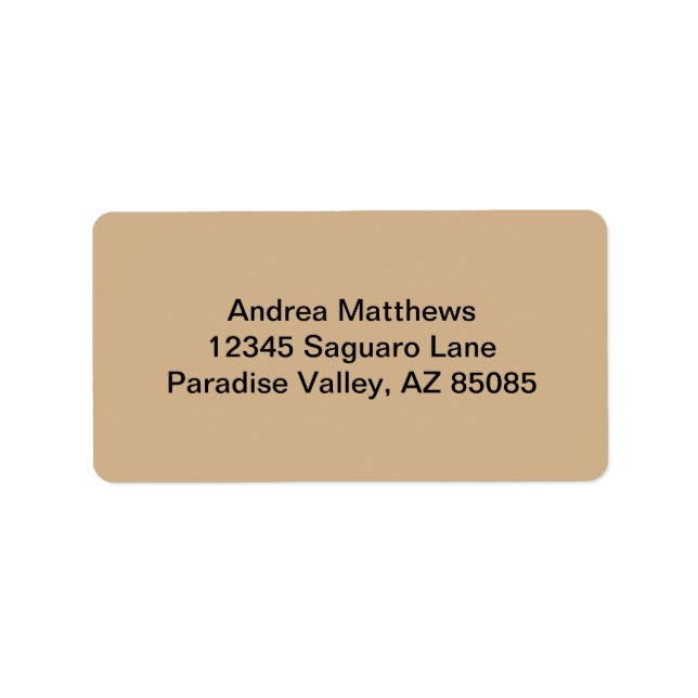 Tan Solid Colour Label (Front)