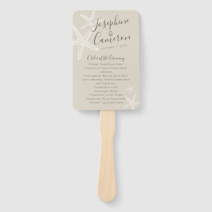 Tan Starfish Beach Wedding Program Fan