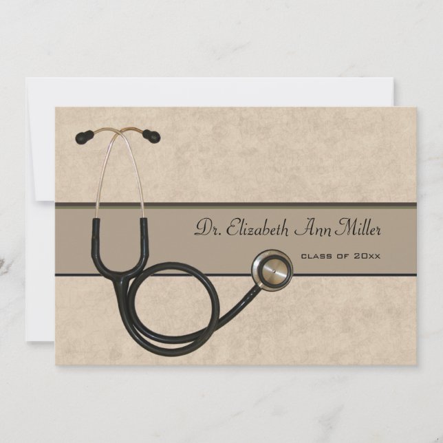 Tan Stethoscope - Graduation Party Invitation (Front)