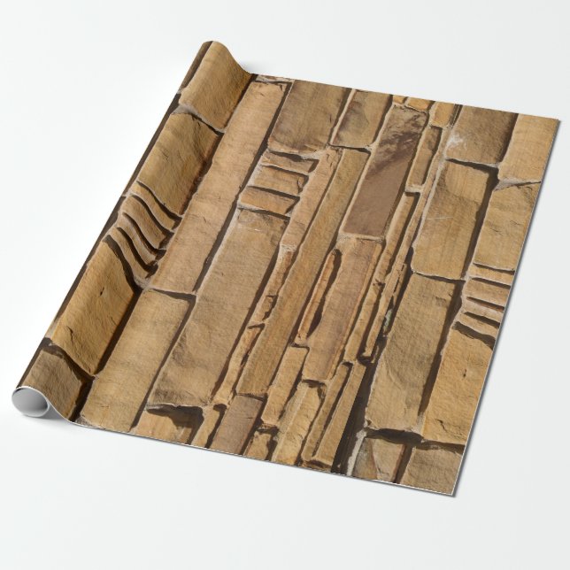 Tan Stone Wall Wrapping Paper (Unrolled)