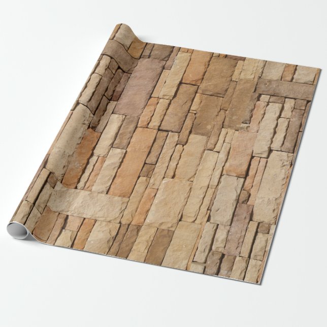 Tan Stone Wall Wrapping Paper (Unrolled)