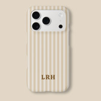 Tan Stripe Vintage Design Tiny Initials Monogram