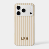 Tan Stripe Vintage Design Tiny Initials Monogram