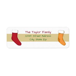 Tan Stripes Stocking - Address Label Return Address Label