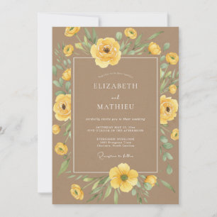 Tan Sunlit Bohemian Wedding Invitation