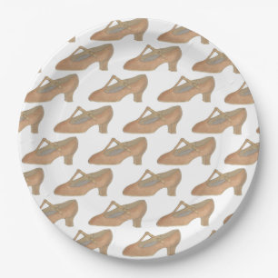 Tan T-Strap Character Shoe Dance Musical Theatre Paper Plate