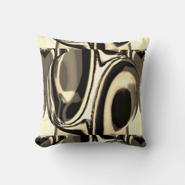 Tan Taupe Beige Brown Circular Geometric Design Cushion (Front)