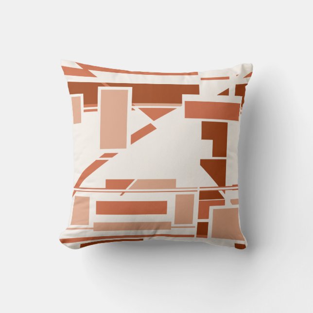Tan Terracotta Beige Geometric Southwest Art Look Cushion (Front)