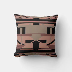 Tan Terracotta Brown on Black Southwest Art Mosaic Cushion