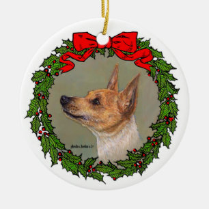 Tan Toy Fox Terrier by Glenda S. Harlan Ceramic Ornament