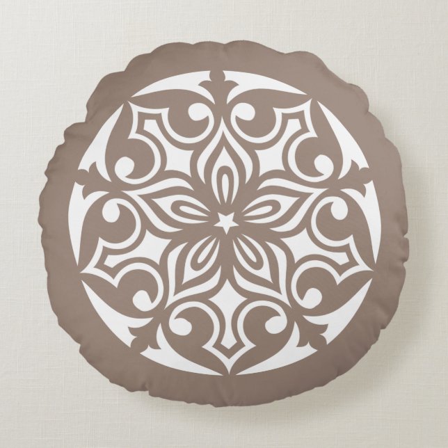 Tan TRIBAL CIRCLE OF LIFE Throw Pillow (Front)