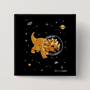 Tan Triceratops Dinos In Space 15 Cm Square Badge