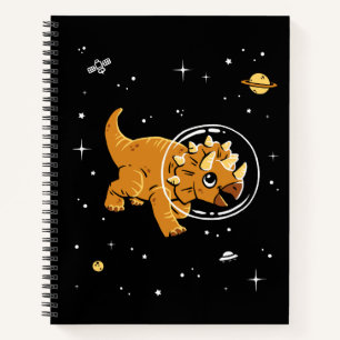 Tan Triceratops Dinos In Space Notebook